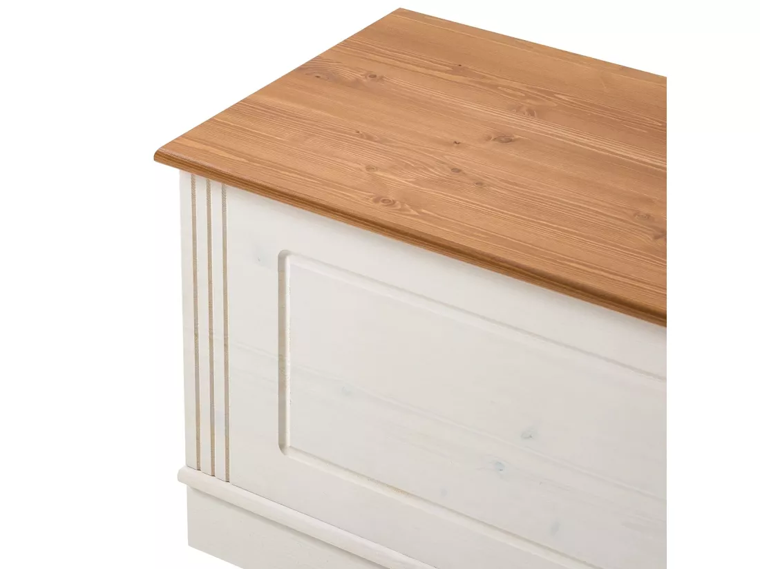 Commode avec rangement en pin blanc / miel