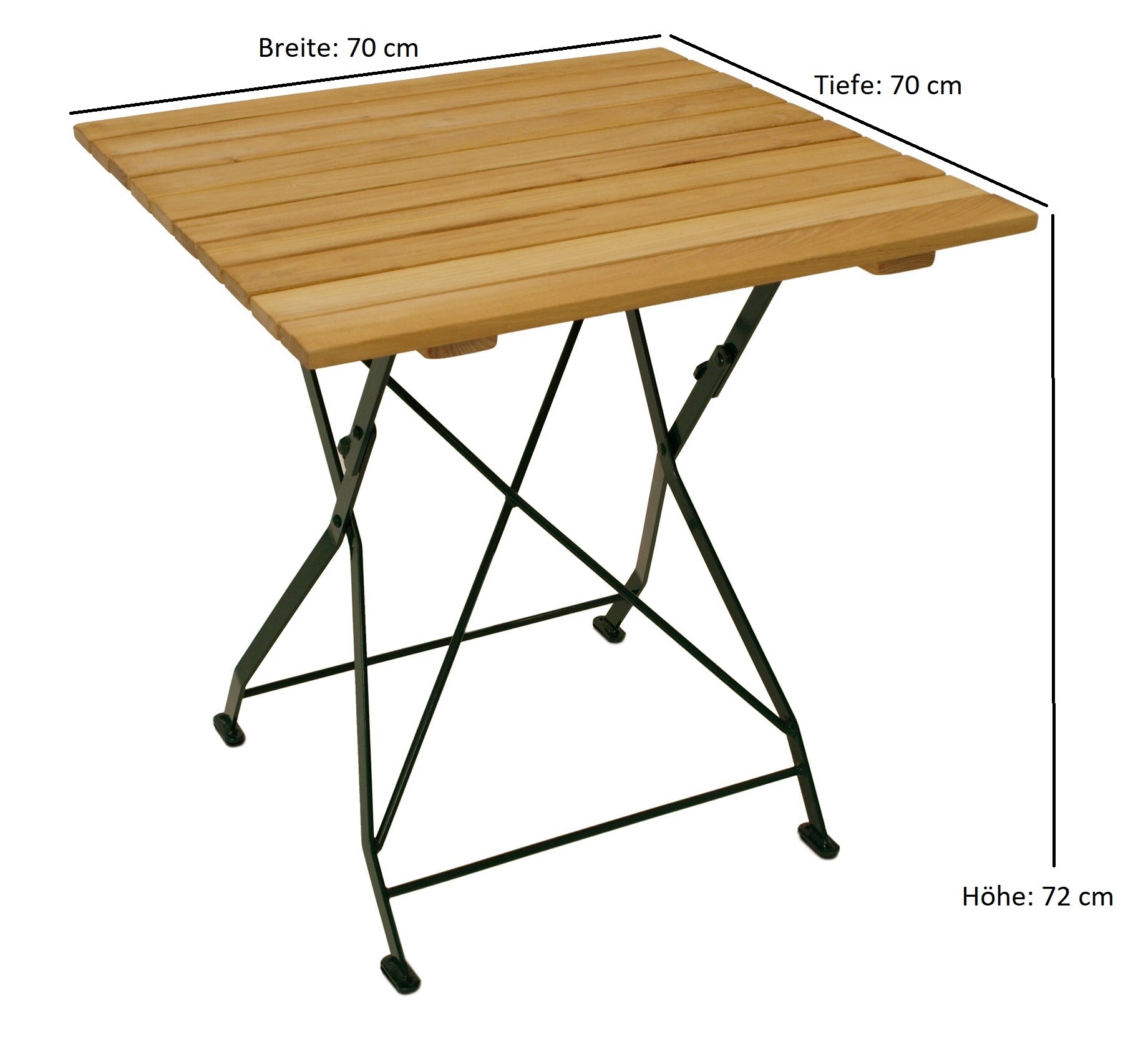 DEGAMO Klapptisch BAD TÖLZ 70x70cm, Flachstahl grün + Robinie