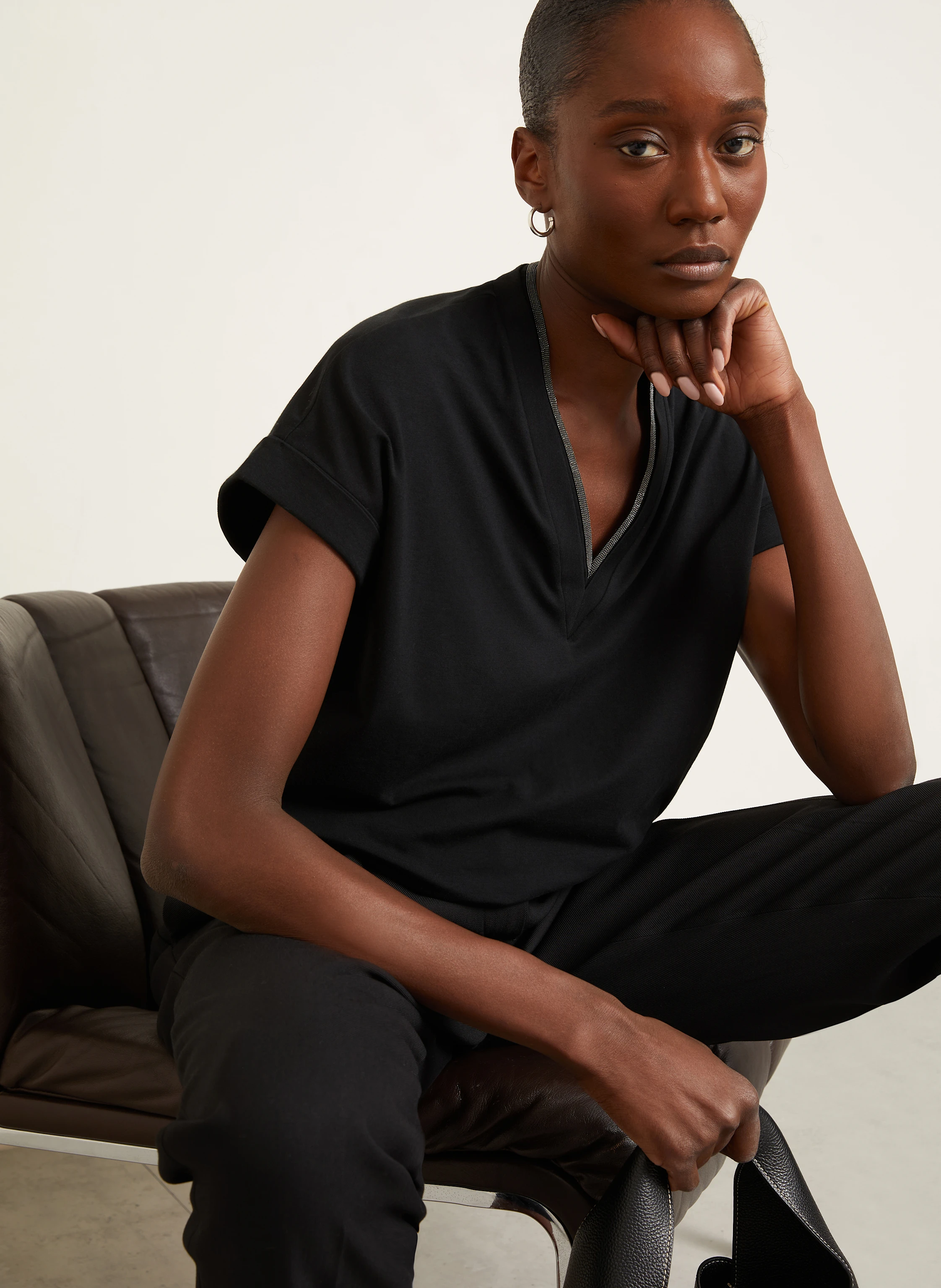 BRUNELLO CUCINELLI T-Shirt mit Schmucksteinbesatz