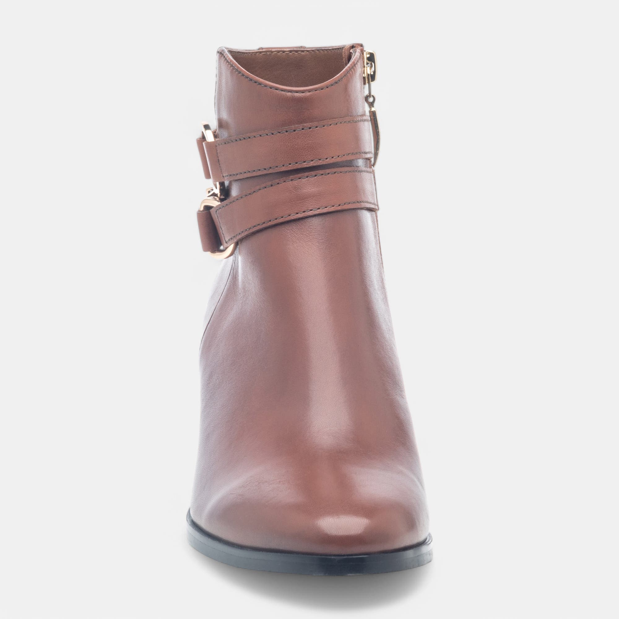 Bottines Femme en cuir cognac