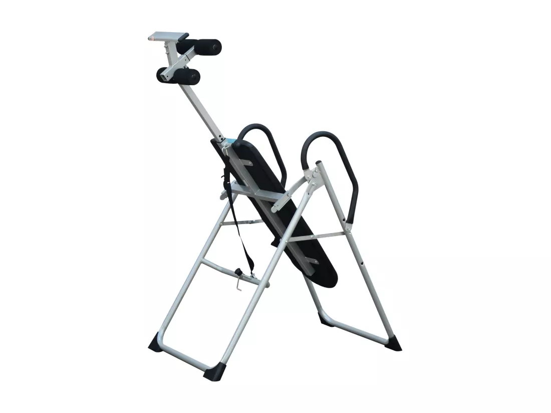Table d'inversion de musculation pliable ceinture de sécurité réglable acier coloris argent noir