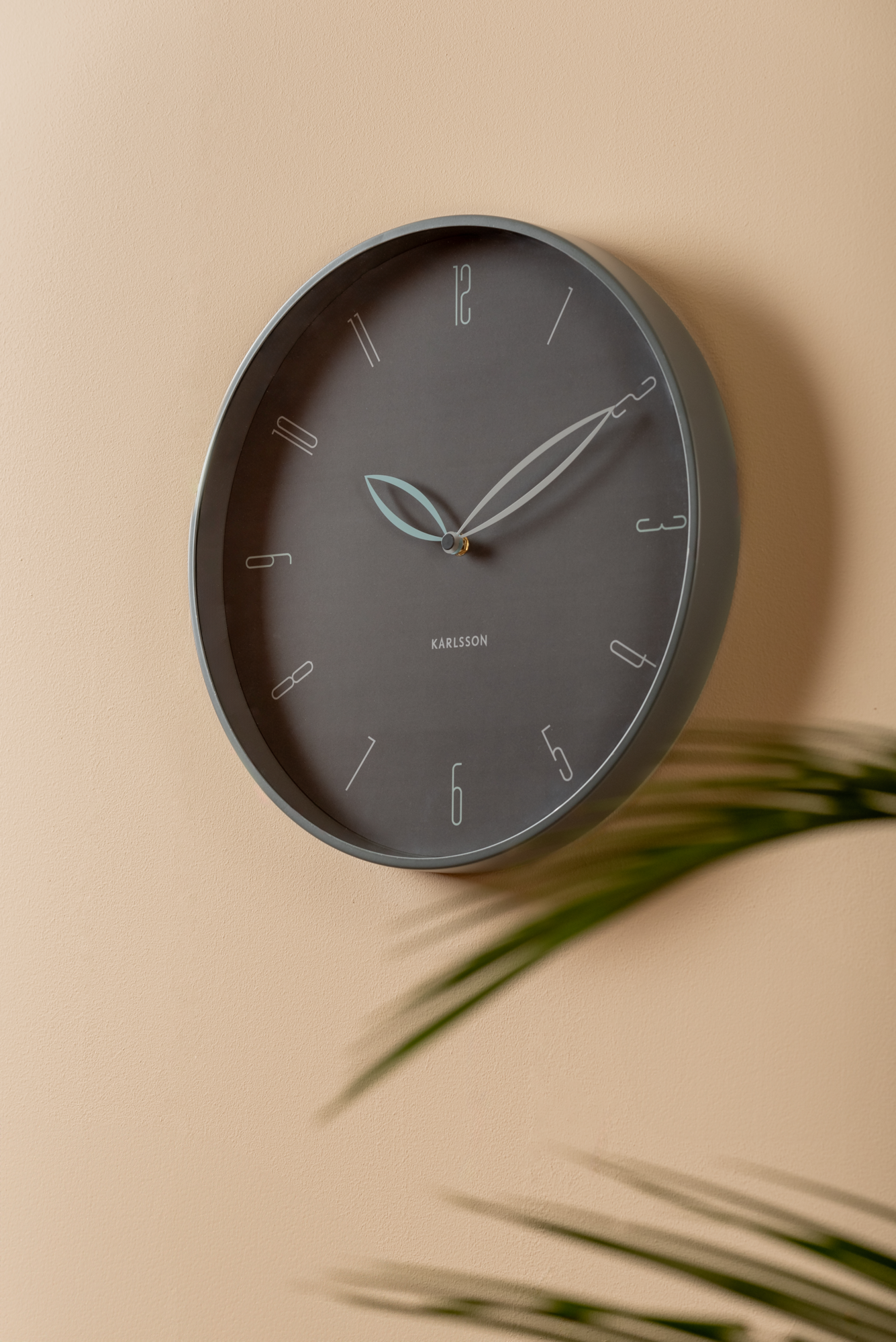 Wall clock Petals misty blue