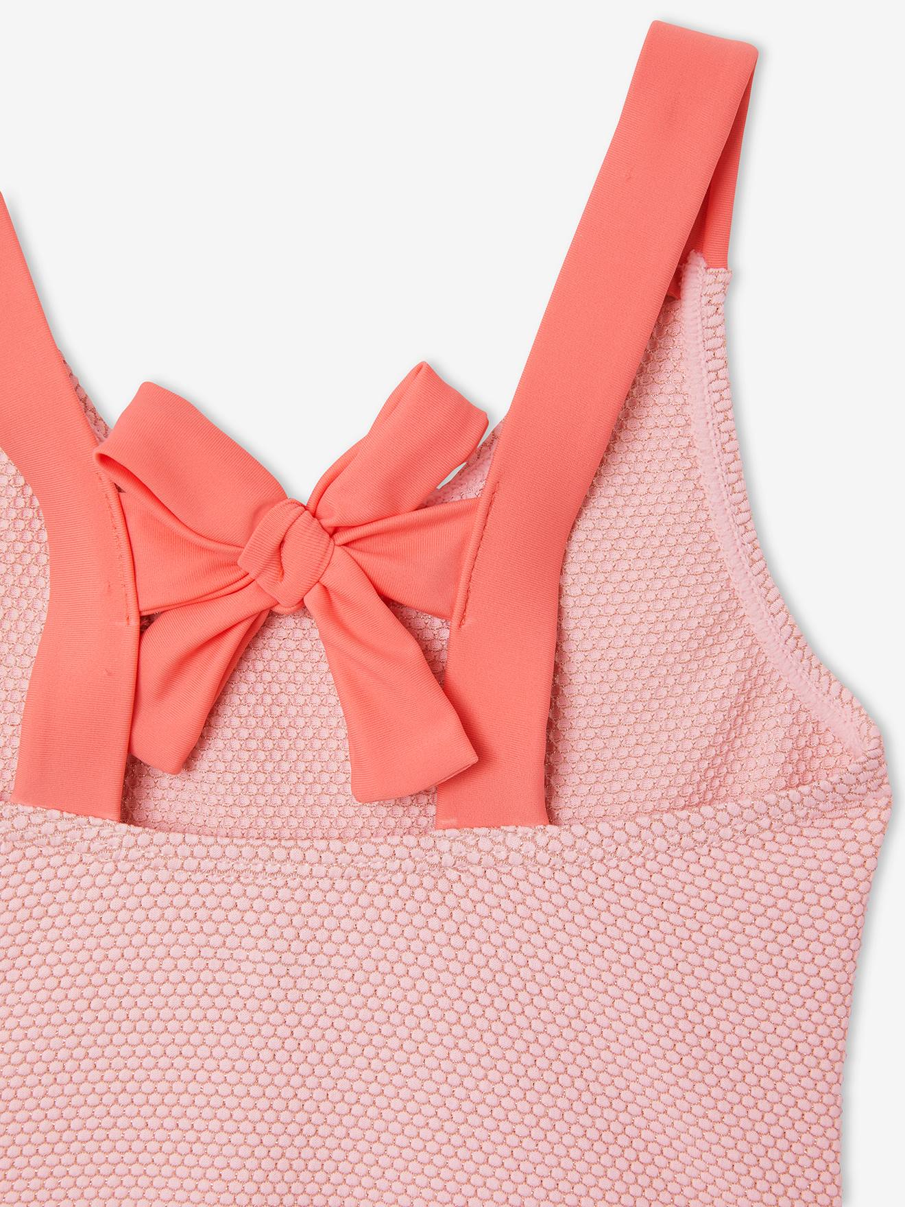 Maiô rosa escuro liso para meninas, com estampas, ideal para praia.