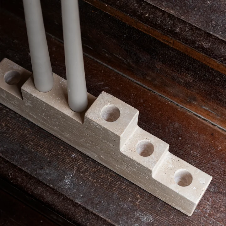 Mette Ditmer - Step Kerzenhalter, six Travertine leinen