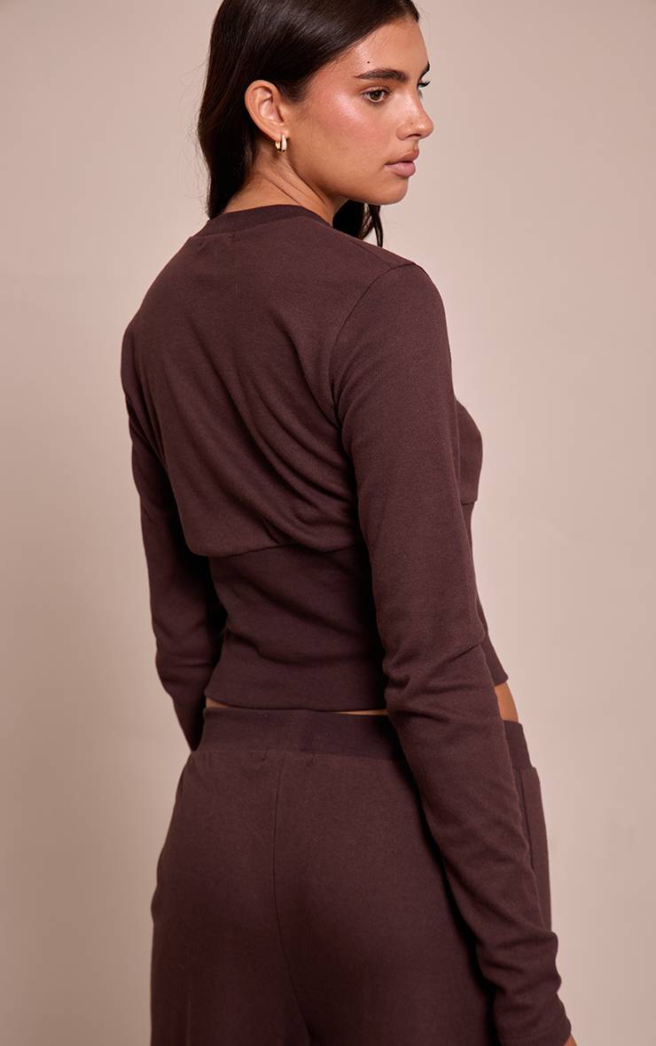 Marron Foncé Ensemble Coordonné Haut Ultra Doux