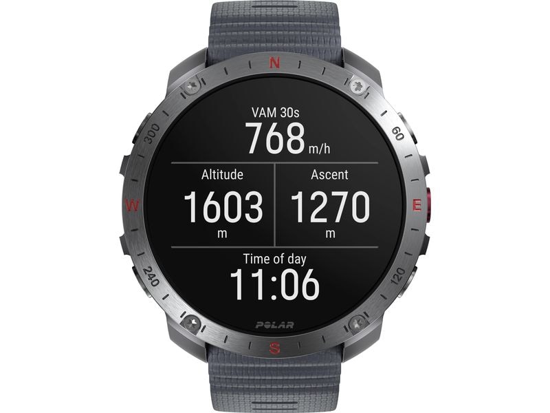 POLAR Sportuhr Grit X2 PRO Grau, M/L Sportuhr mit optischer Pulsmessung und Smartwatch-Navigation