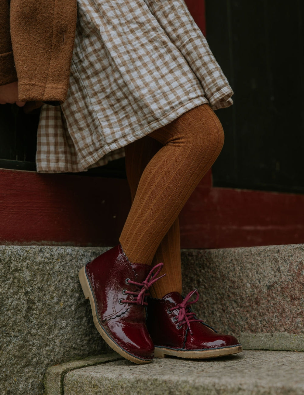Scallop Boot - Burgundy Patent