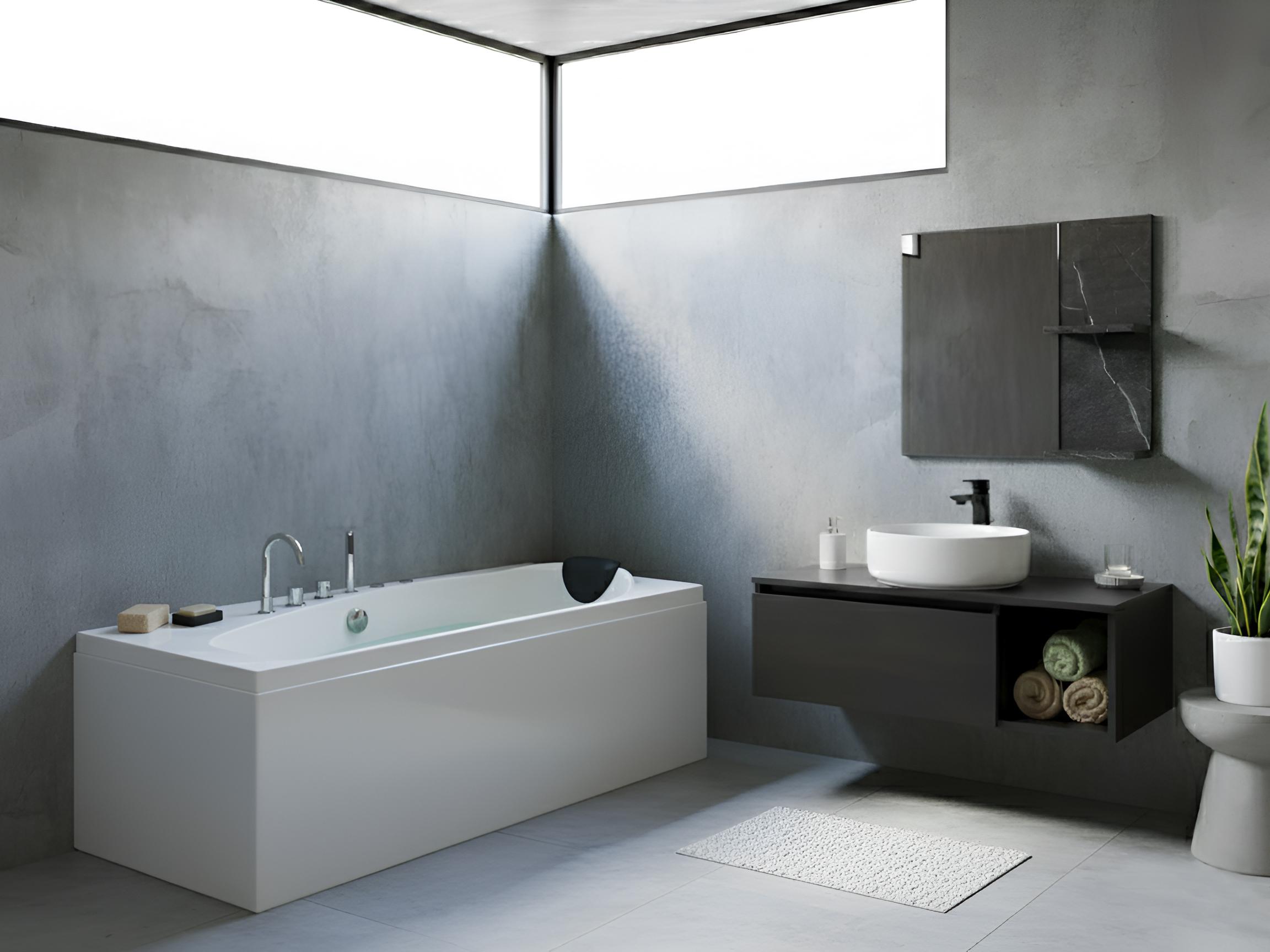 Hoek bubbelbad met LED CAURA rechtszijdig 175 x 80 cm Wit