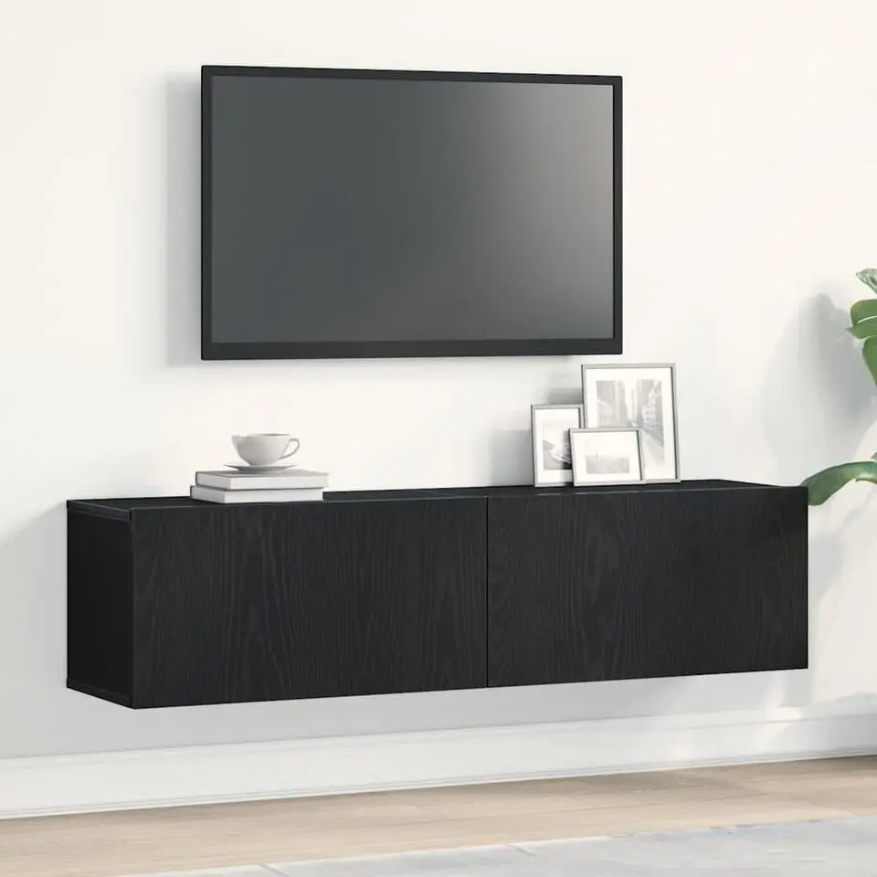vidaXL - Zwevend TV-meubel met 2 deuren - Zwart eiken - 120x30x30.5 cm
