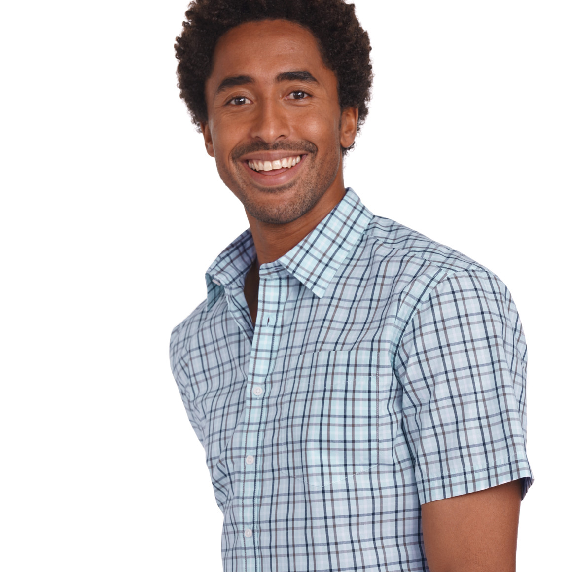 VanVaan Herren Hemd mit Karo-Muster hellblau