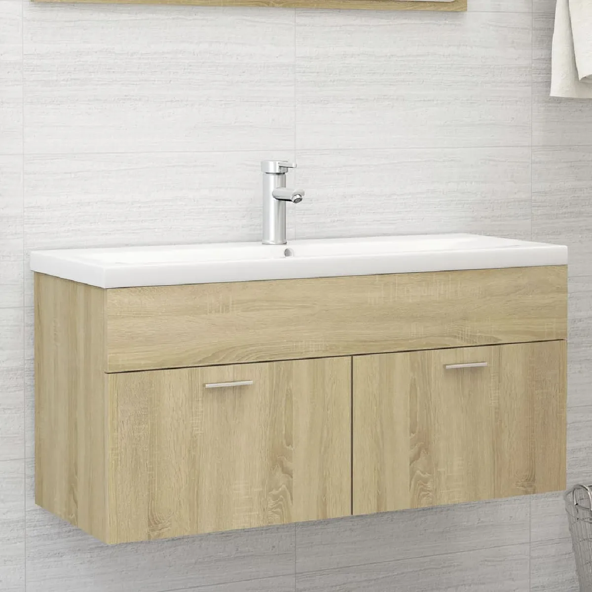 vidaXL Armoire lavabo intégré chêne sonoma