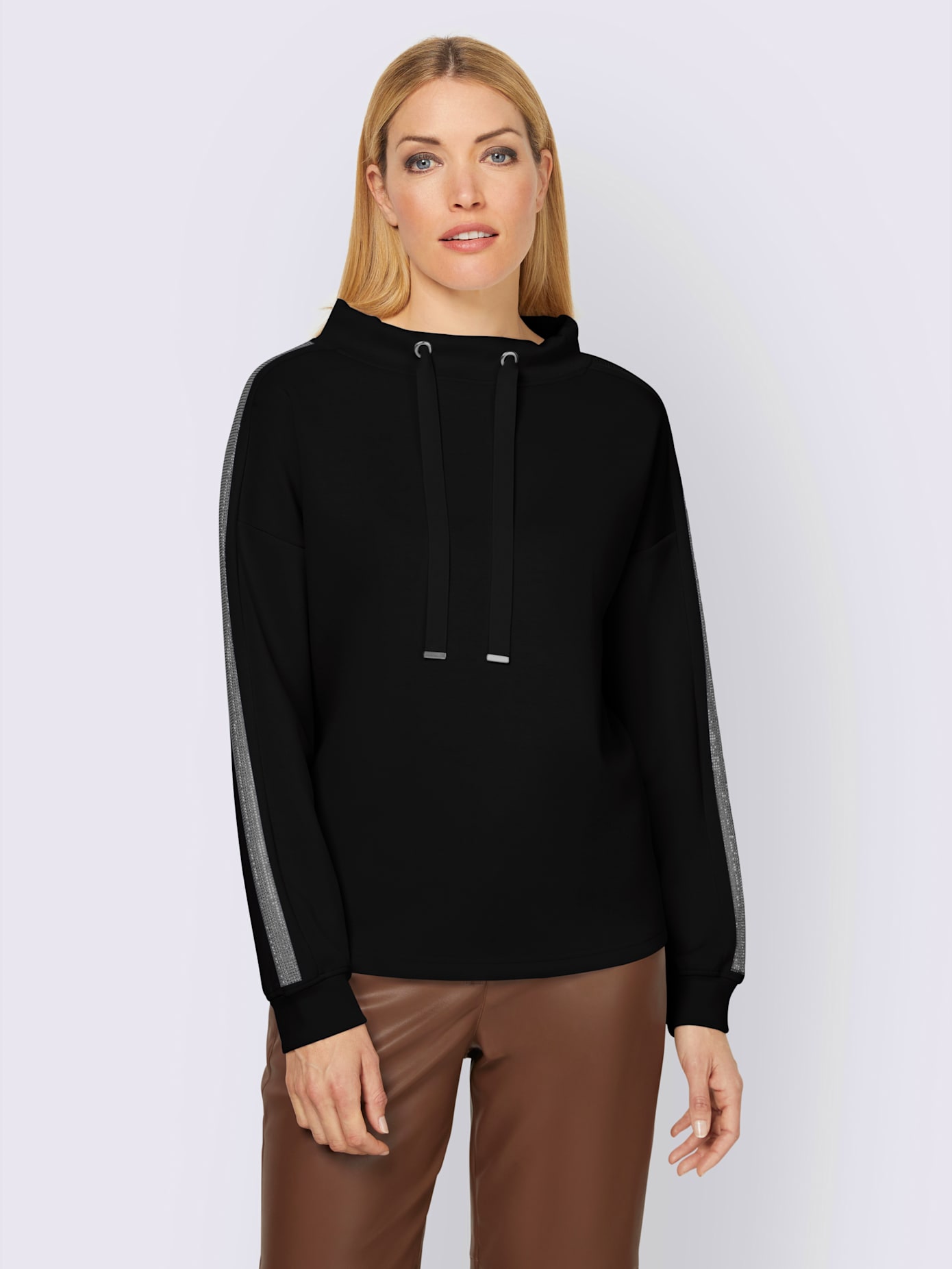 Sweat-shirt large col montant avec coulisse