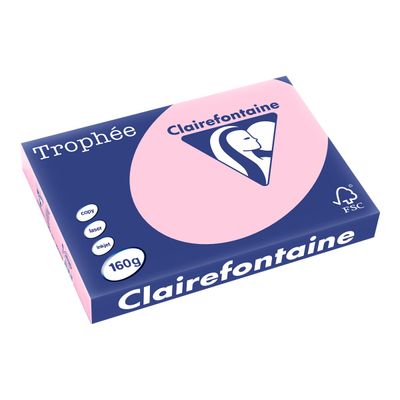 Clairefontaine Trophée - Papier couleur - A3 (297 x 420 mm) - 160 g/m² - Ramette de 250 feuilles - rose