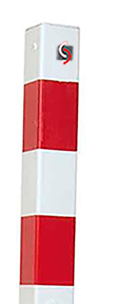 UVV-afzetpaal, staal, 70x70, los, insteekbaar, wit gepoedercoat, rode reflecterende folie