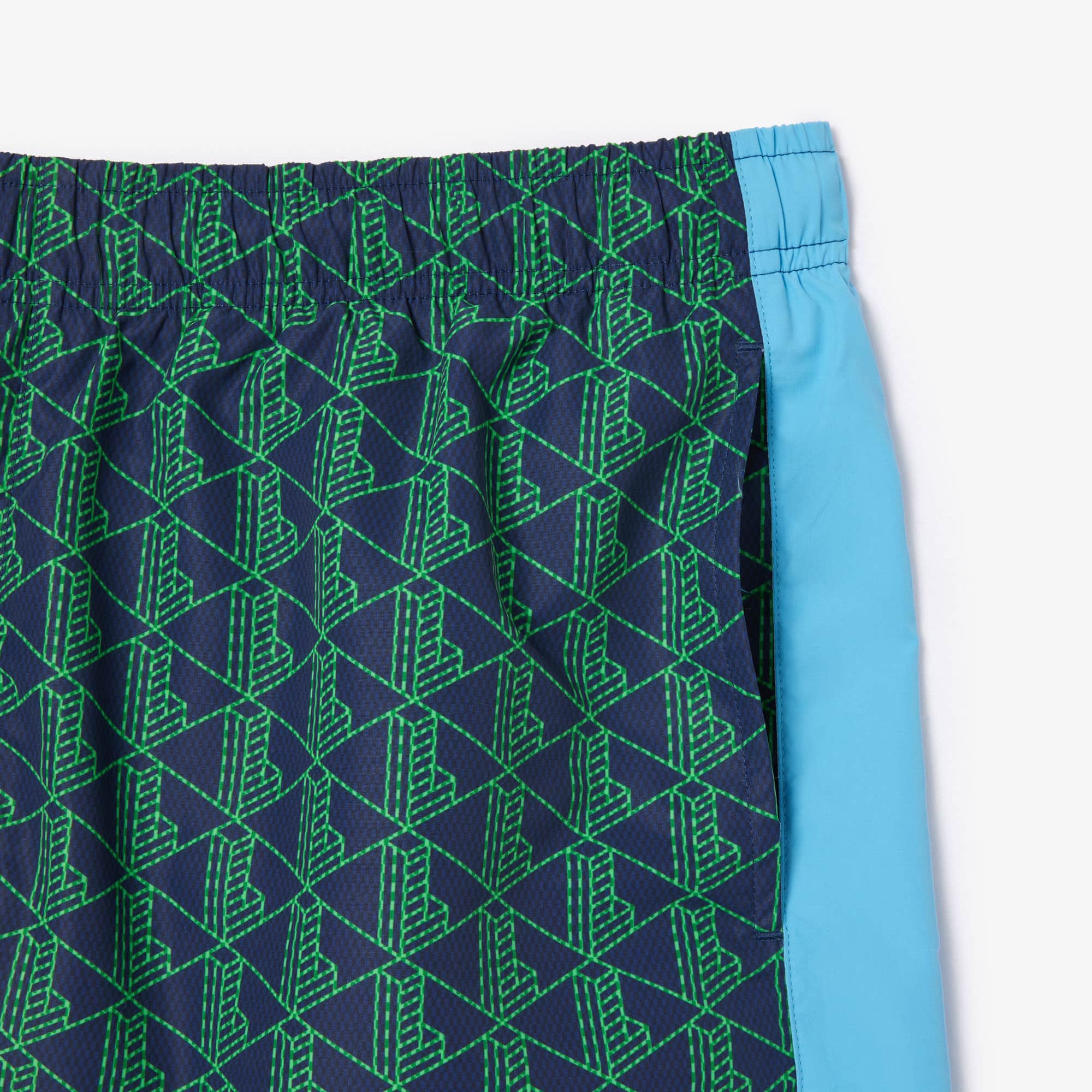 LACOSTE Badehose mittellang mit Monogramm-Aufdruck Badebekleidung - Blau - Lacoste - Herren