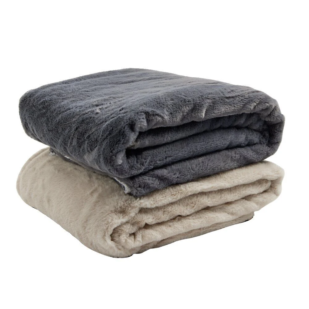 Plaid sherpa pilou pilou gris L130x160cm