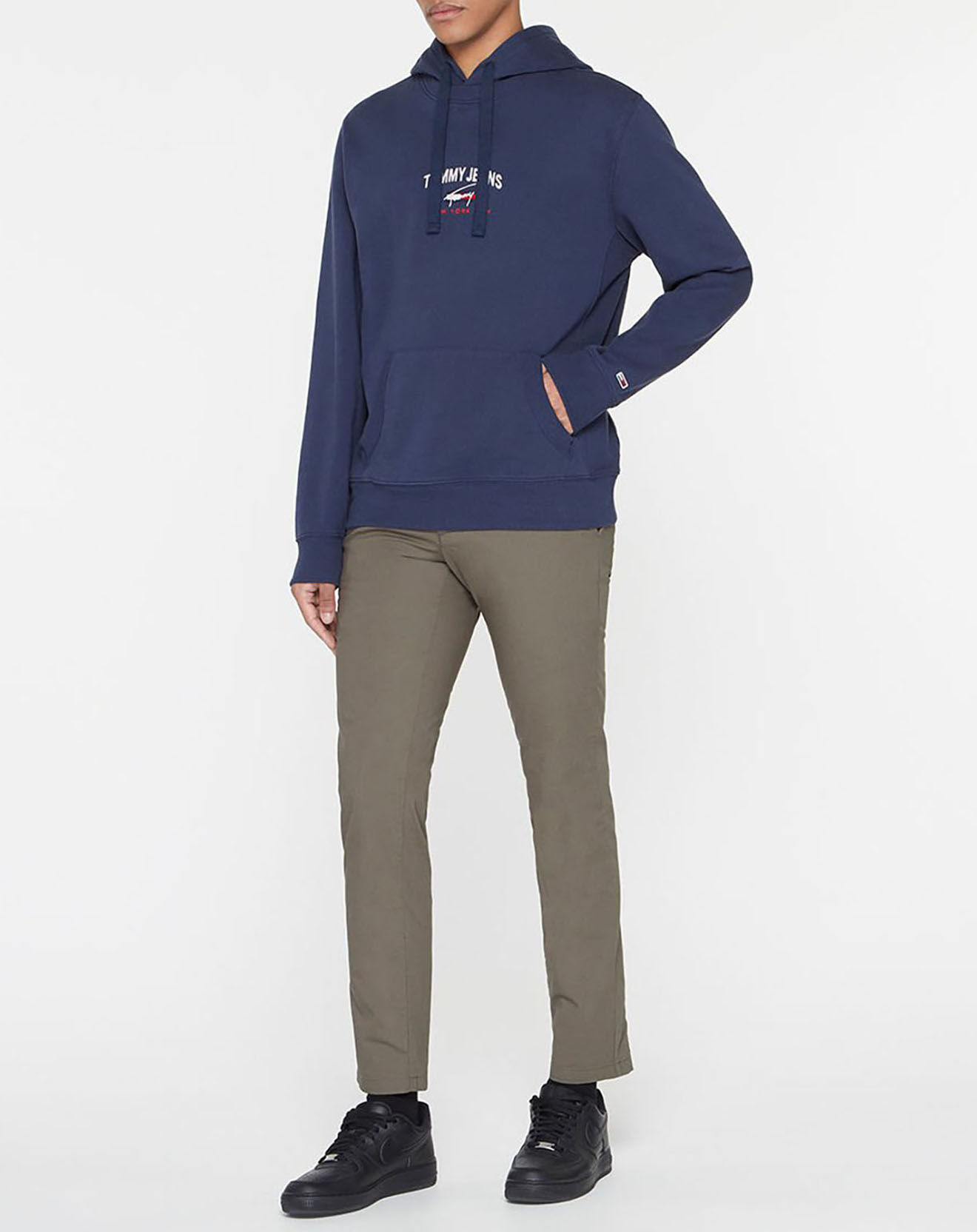 Tommy Jeans Sweat 100% Coton Bio timeless logo hoodie bleu marine