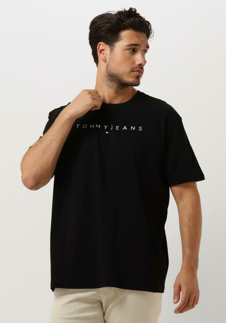 TOMMY JEANS zwarte tommy jeans t-shirt tjm reg linear logo tee ext