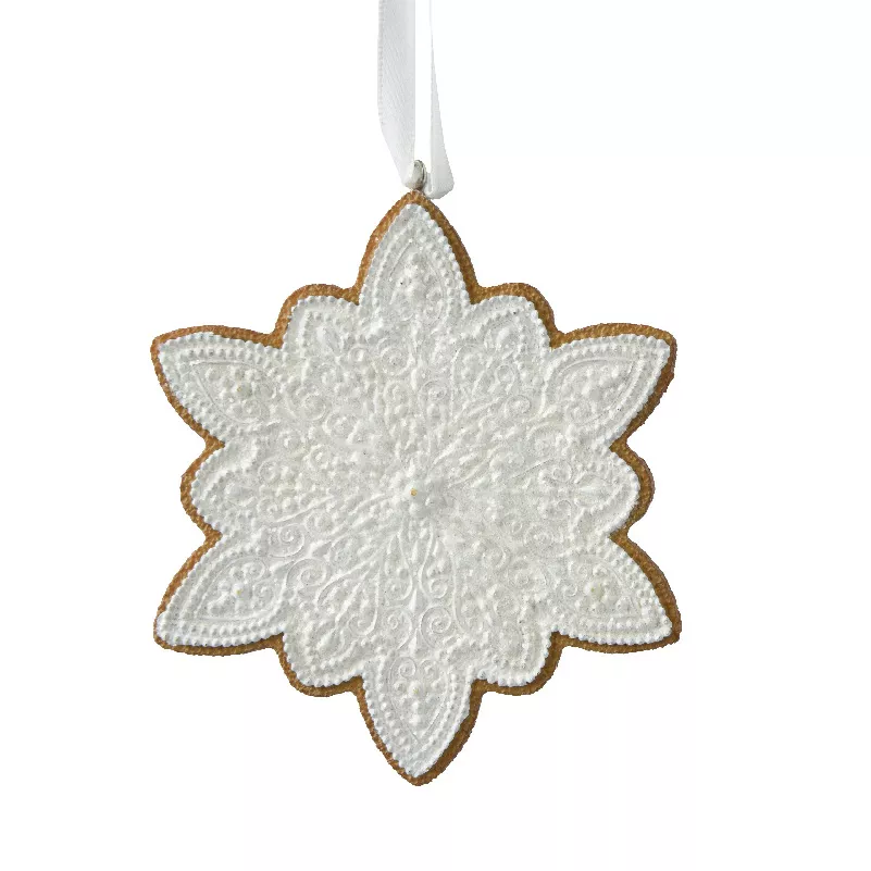 Pain d'épices à suspendre (H10 cm) Flocon gourmand Blanc