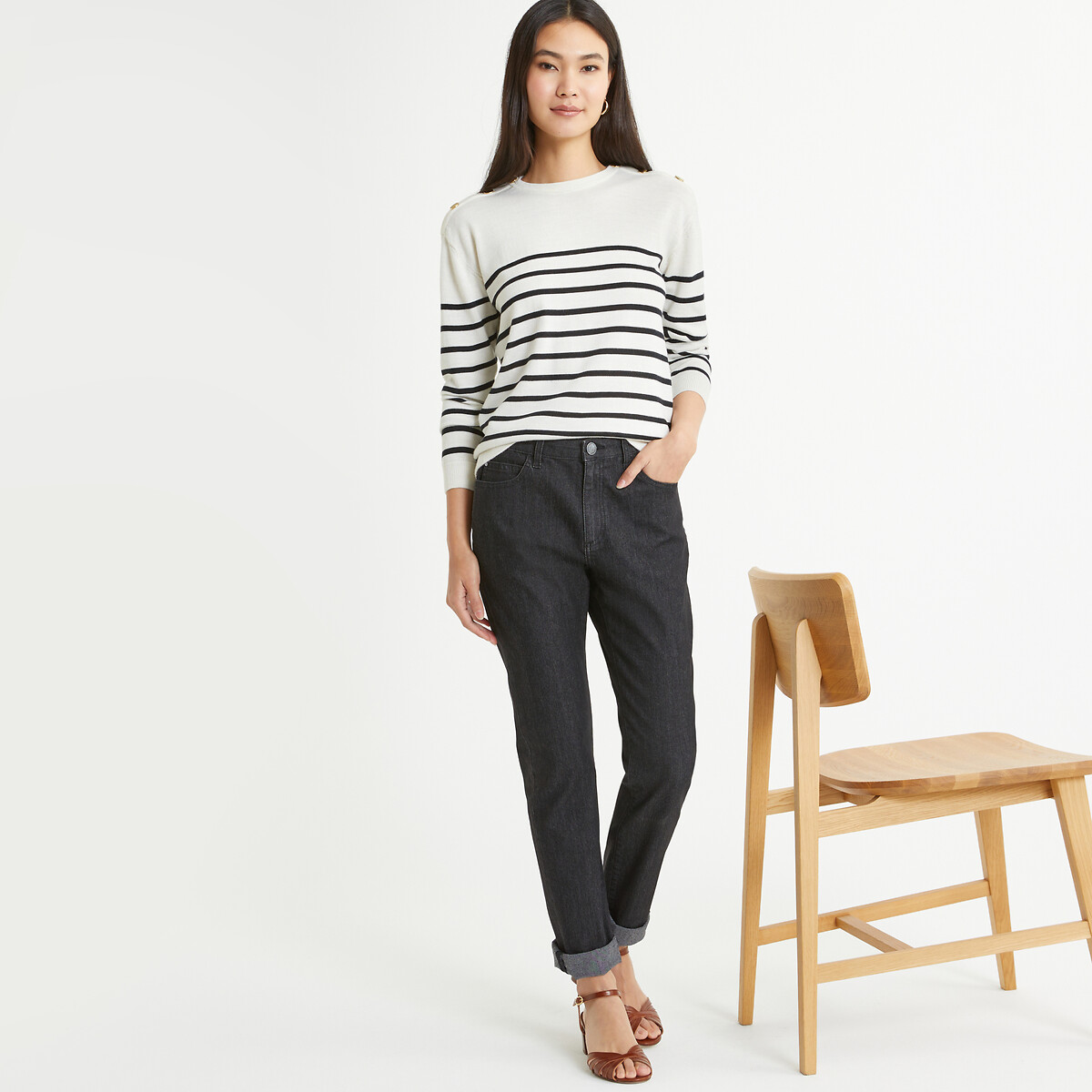 ANNE WEYBURN<br>Calça jeans reta normal