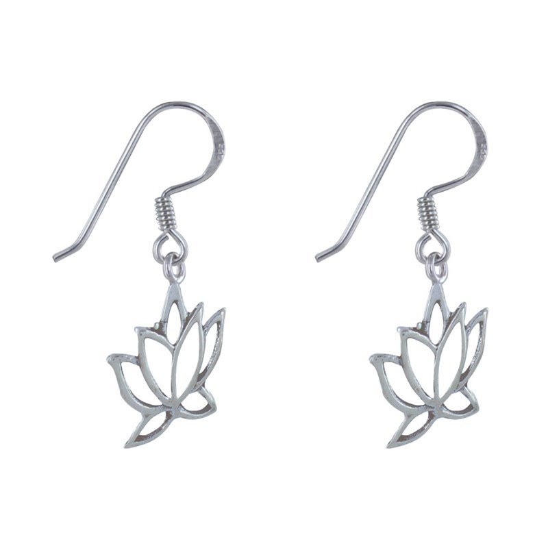 Boucles d'Oreilles Argent Fleur de Lotus Ajouré