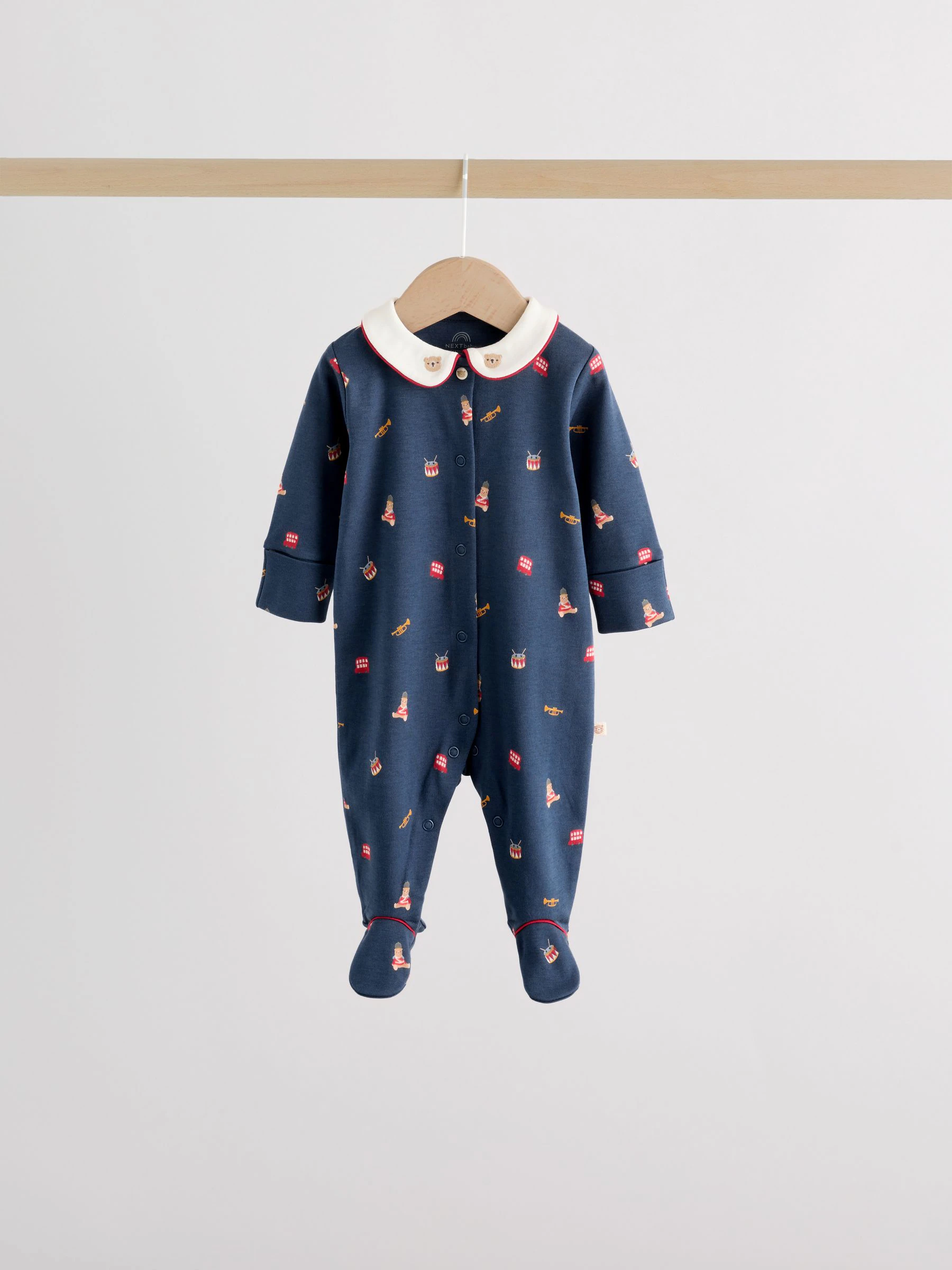 Rood met beer - Verpakking van 3 babypyjama's (0-2jr)