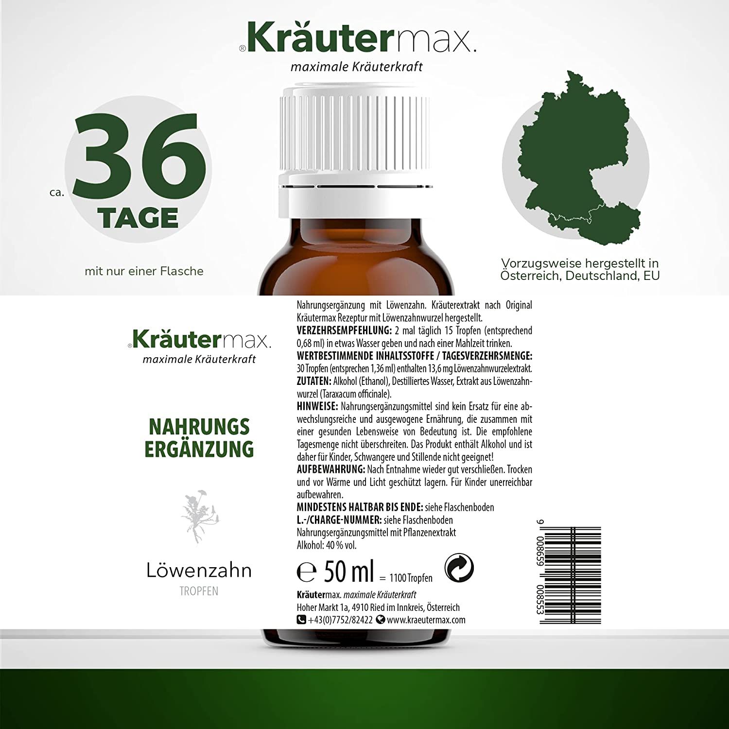 Kräutermax Löwenzahnwurzel Tropfen Extrakt aus Taraxacum officinale