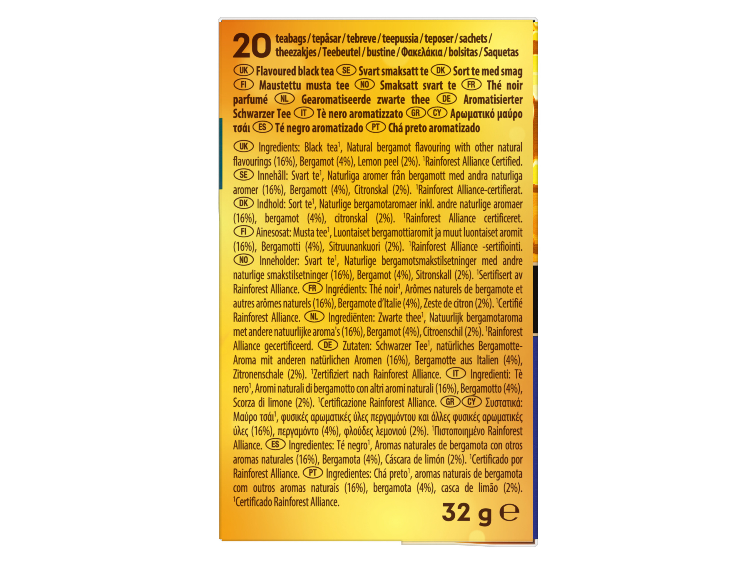 CHÁ PRETO LIPTON EARL GREY 20 UN