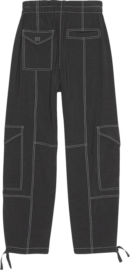 Ganni Light Slub High Waist Pocket Pants Black