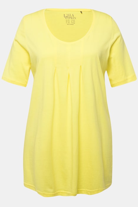 T-Shirt, Zierfalten, A-Linie, Rundhals, Halbarm, Modal