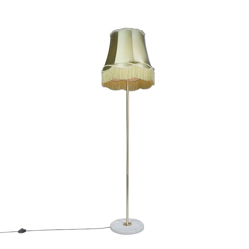 Retro vloerlamp messing met Granny kap groen 45 cm - Kaso
