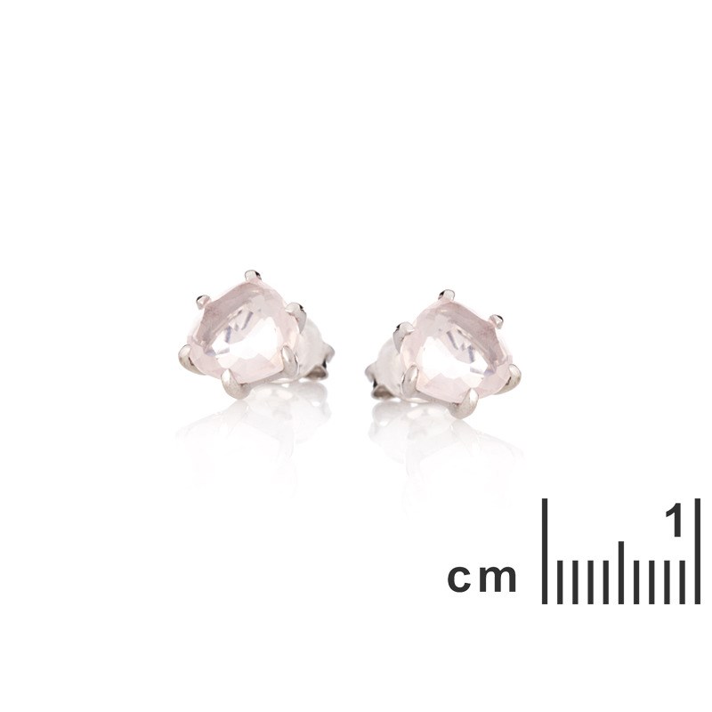 BOUCLE D'OREILLE ARGENT QUARTZ ROSE