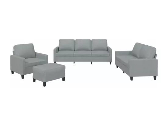 Ensemble de canapés 4 pièces avec coussins Gris clair Tissu