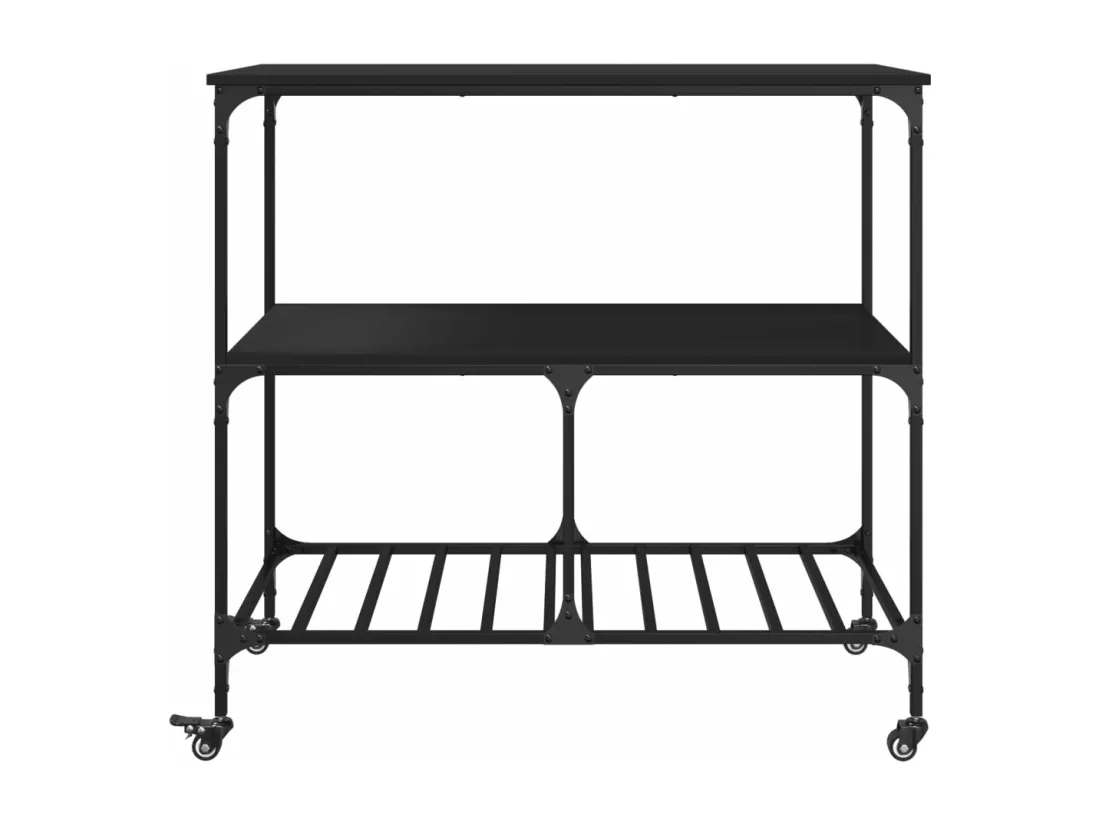 Chariot de cuisine noir 100x50x95 cm bois d'ingénierie
