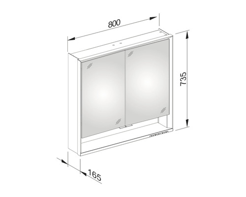 KEUCO Royal Lumos spiegelkast 80 x 16,5 x 73,5 cm, gespiegeld, 2-deurs, LED, IP 24, 713