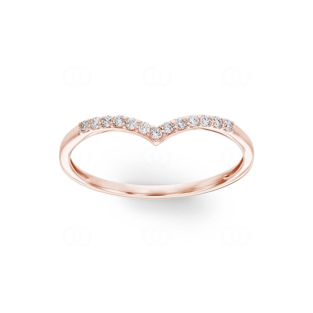 Damenring 750/18 K Roségold V-Form mit Diamanten 0.10 ct H/si