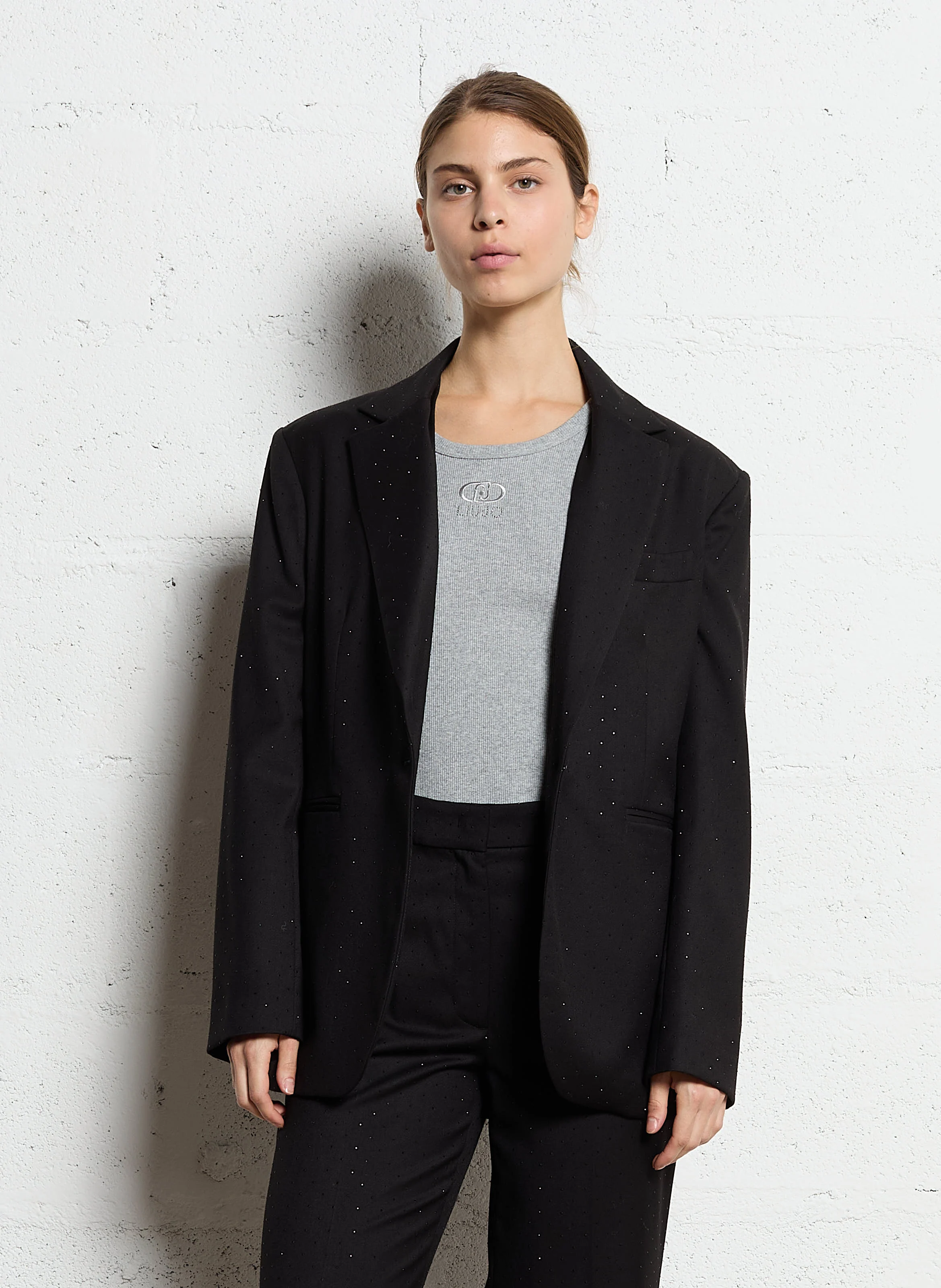 Veste tailleur à strass | Noir