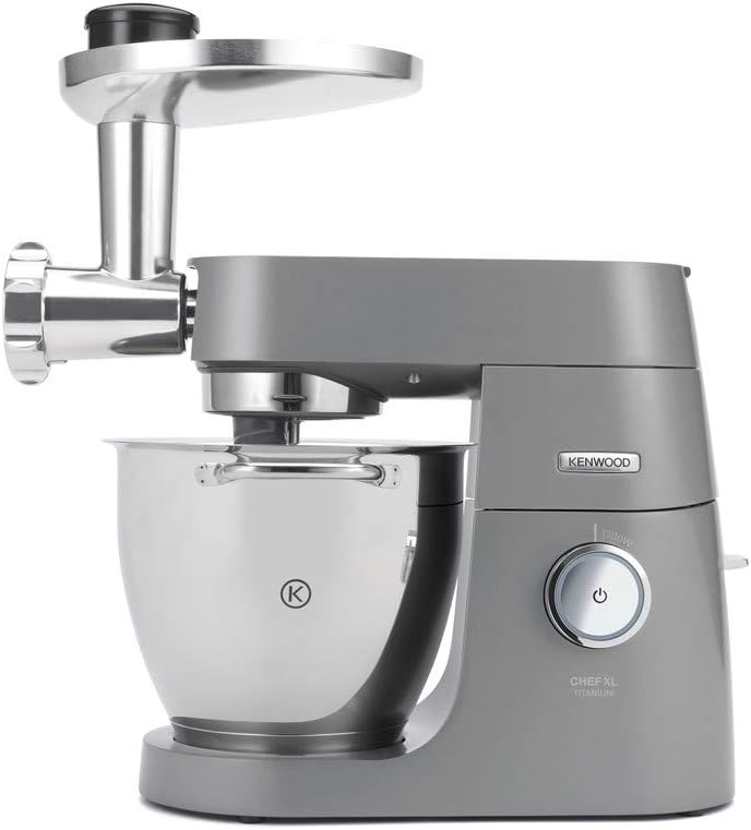 Kenwood Titanium Chef Patissier XL KWL90.034SI – Küchenmaschine mit integrierter Waage, inkl. 4-teiligem Patisserie-Set, silber & Fleischwolf KAX950ME, Zubehör für Kenwood Küchenmaschinen