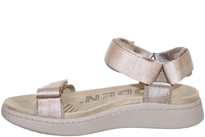 WODEN LINE SILVER MINK SANDAL I SANDFARVET TEKSTIL