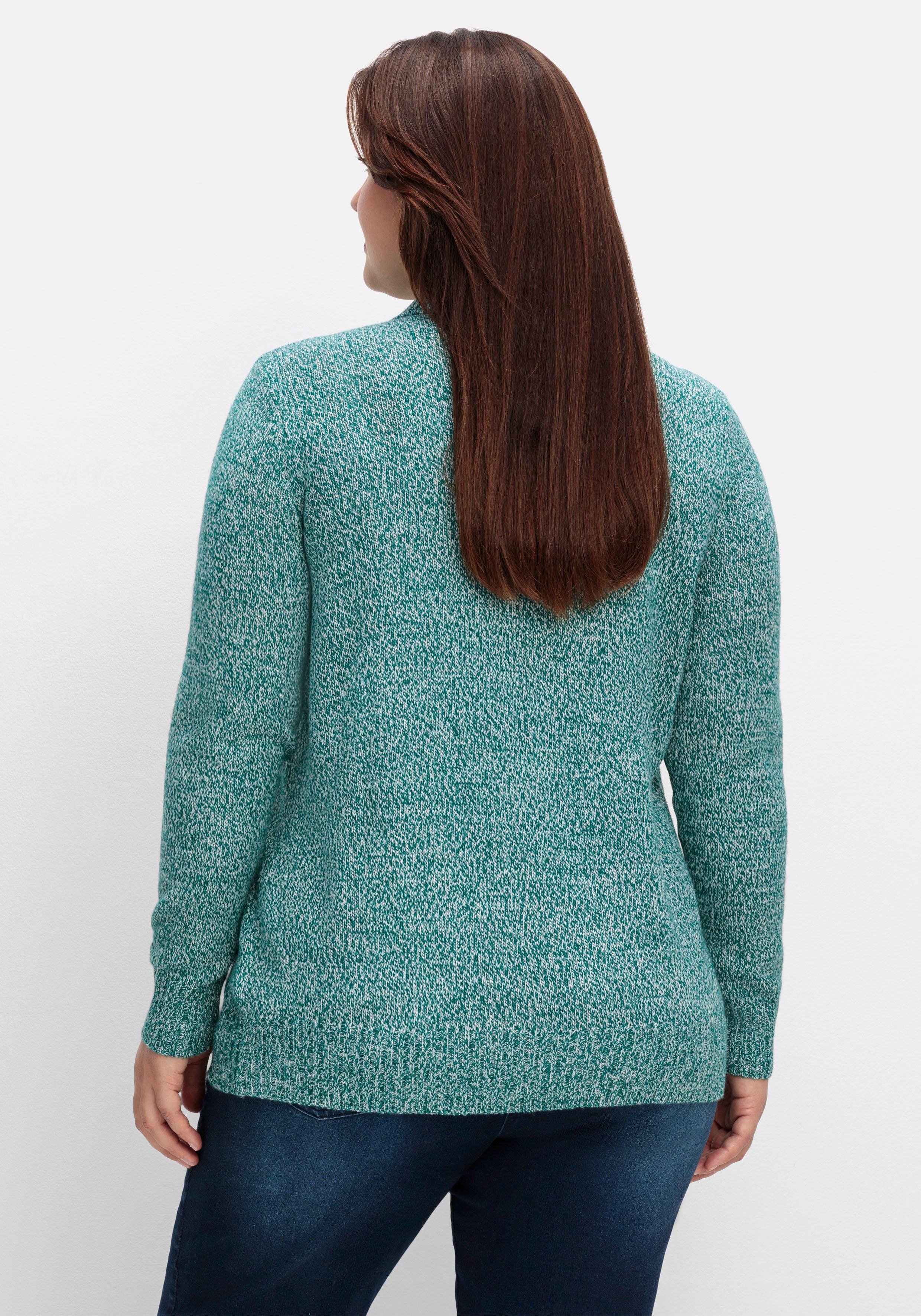 Pullover mit Polokragen, in melierter Optik