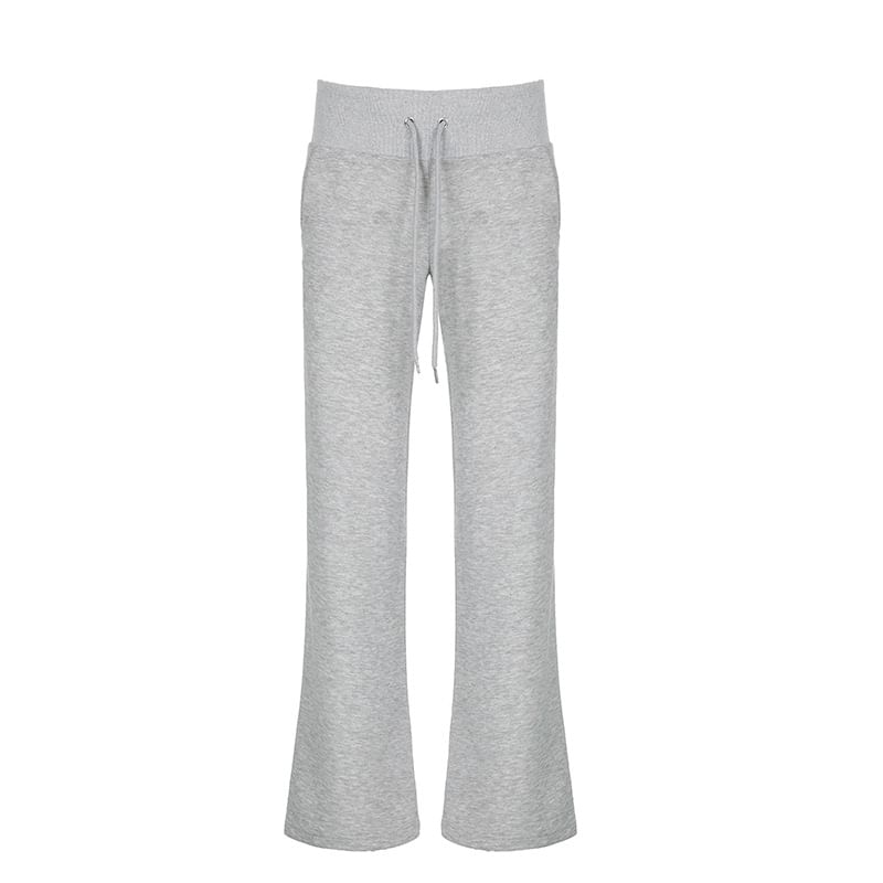 Sosana - Lage taille, effen, rechte, wijde joggingbroek met trekkoord