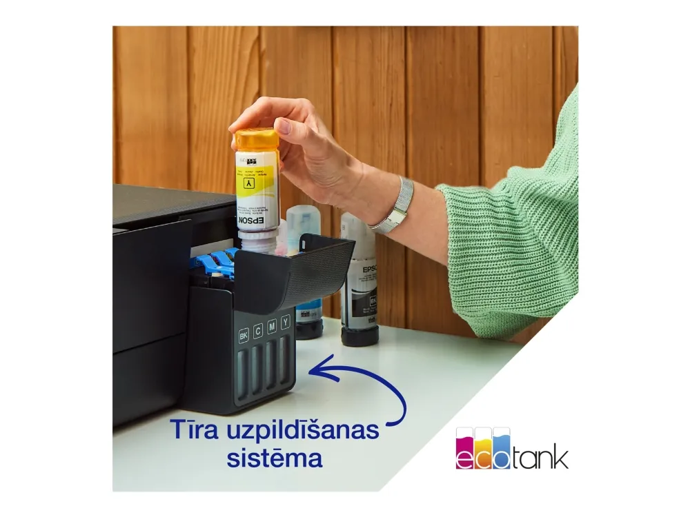 Epson EcoTank L1250 - Printer - farve - blækprinter - kan genopfyldes - A4 - 5760 x 1440 dpi - op til 10 spm (mono) / op til 5 spm (farve) - kapacitet: 100 ark - USB, Wi-Fi - sort