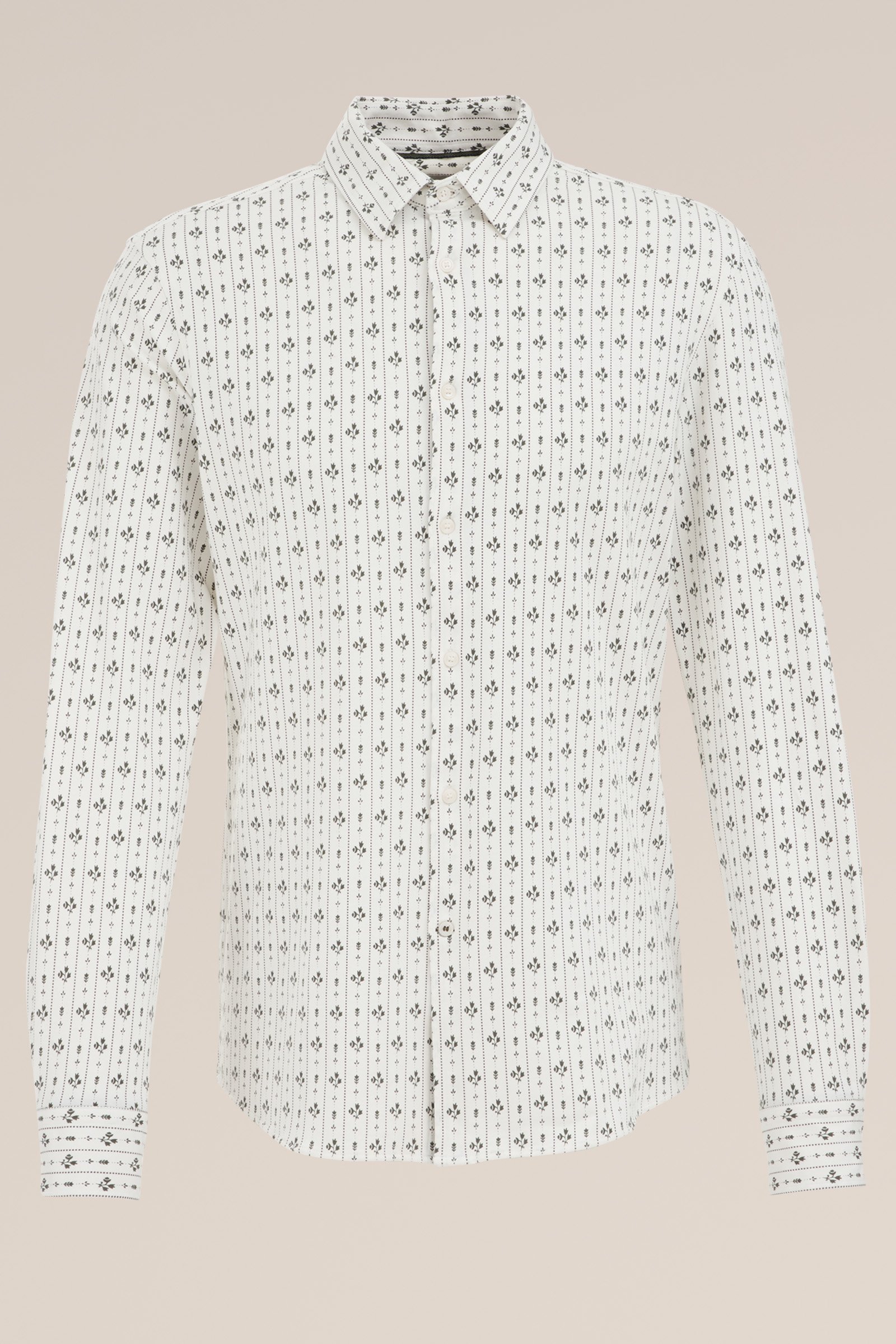 jersey overhemd met dessin WE Fashion Gebroken wit