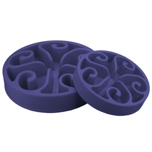 Comedouro lento redondo para cães, azul