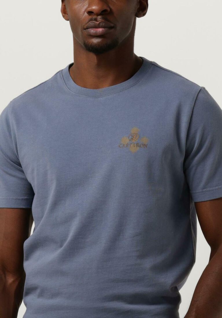 CAST IRON blauwe cast iron t-shirt short sleeve r-neck regular fit cotton
