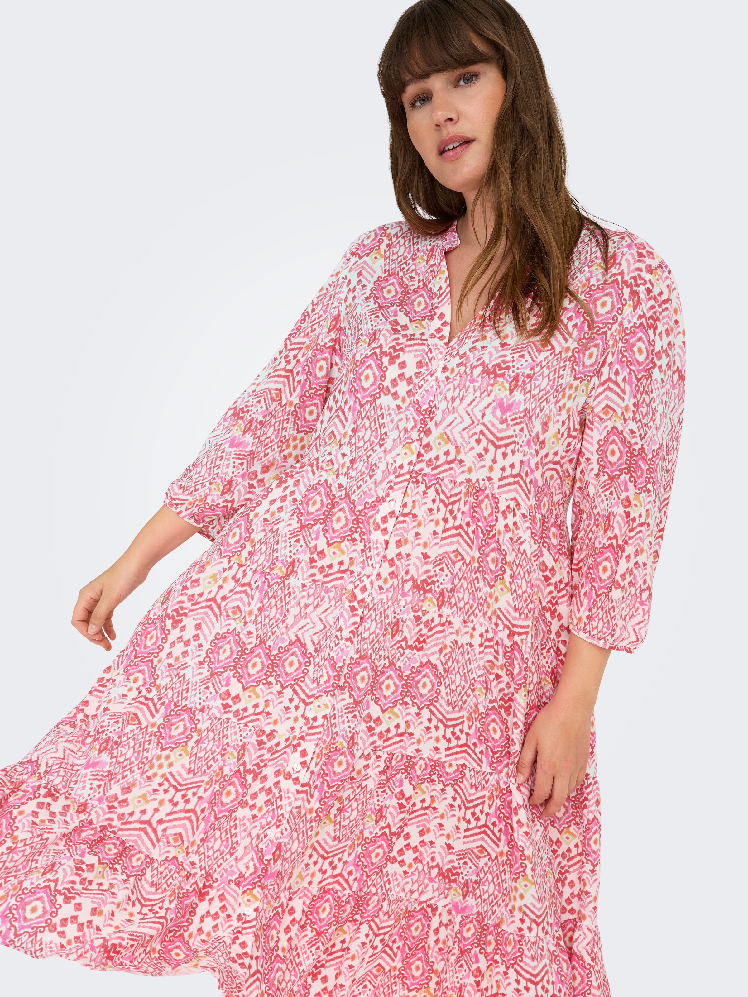 ONLY CARMAKOMA Tunikakleid »CARMILANA 3/4 DRESS WVN NOOS« Sommerkleid
