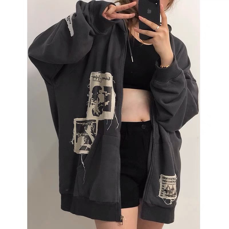 Giajordi - Applicatie Hoodie met Rits