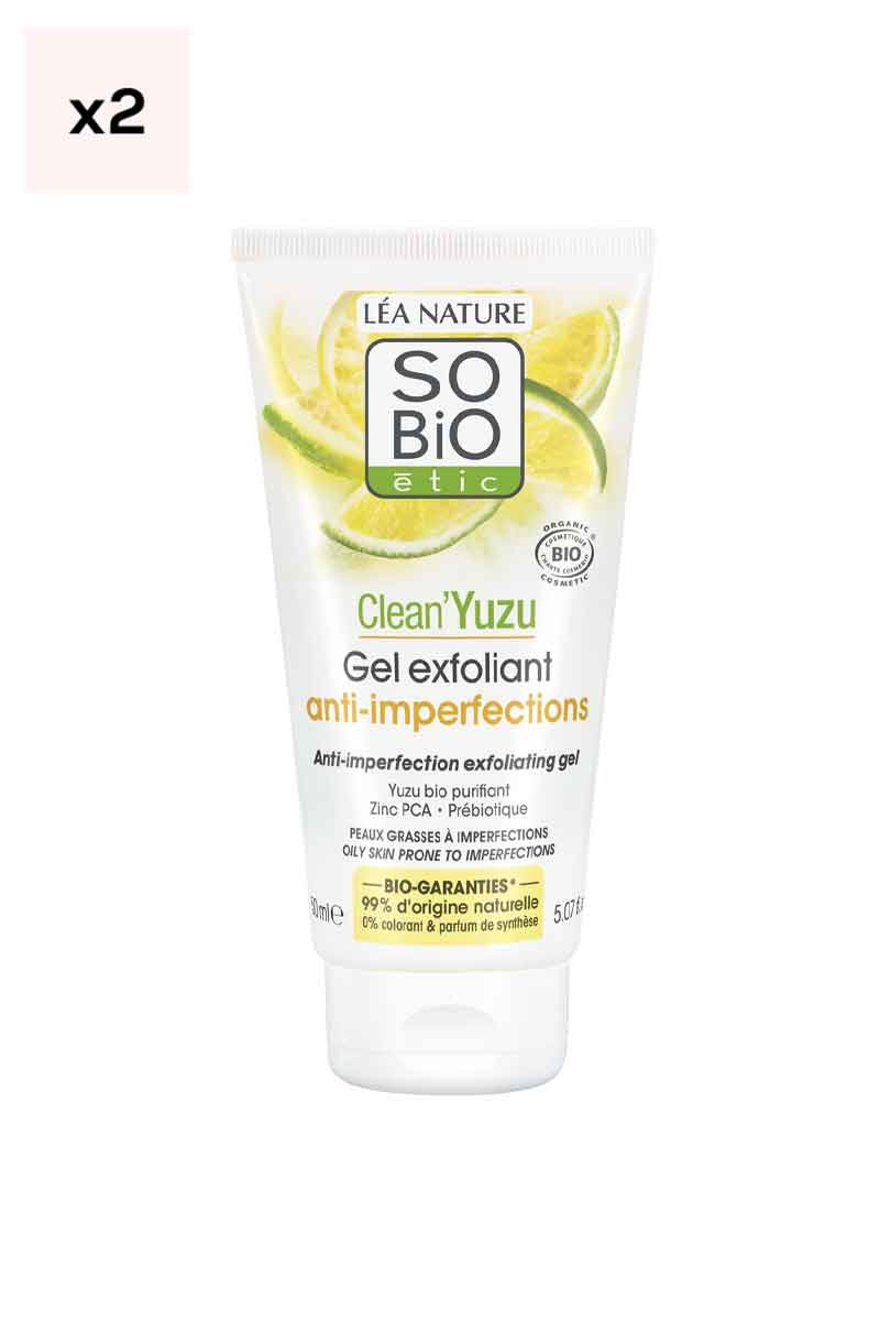 Gels exfoliants anti-imperfections bio - Clean'Yuzu - Peaux grasses - 2 x 150 ml