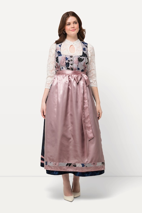 Dirndl, Blüten, Schmuckknöpfe, Carree-Ausschnitt, ärmellos