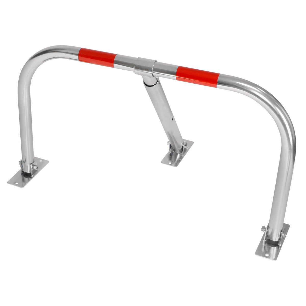 ECD Duitsland 1x Parkeerbarrière, parkeerpaal 84 x 48 cm, opvouwbaar, inklapbaar, gemaakt van gegalvaniseerde metalen buis 32 mm, parkeerpaal met 3 poten en 2 rode waarschuwingsstrepen, parkeerbarrière